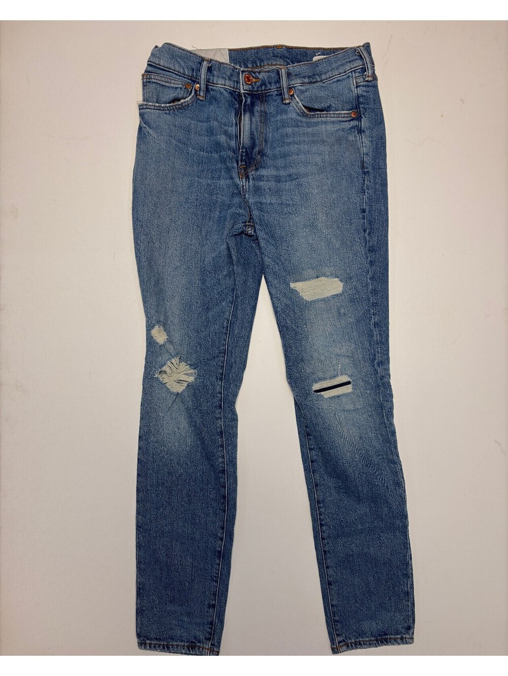 H&M blue skinny ripped jeans